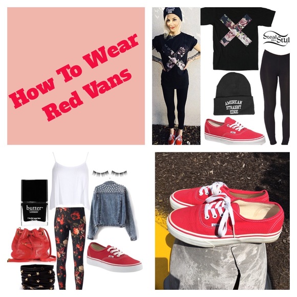 red and white vans outfit